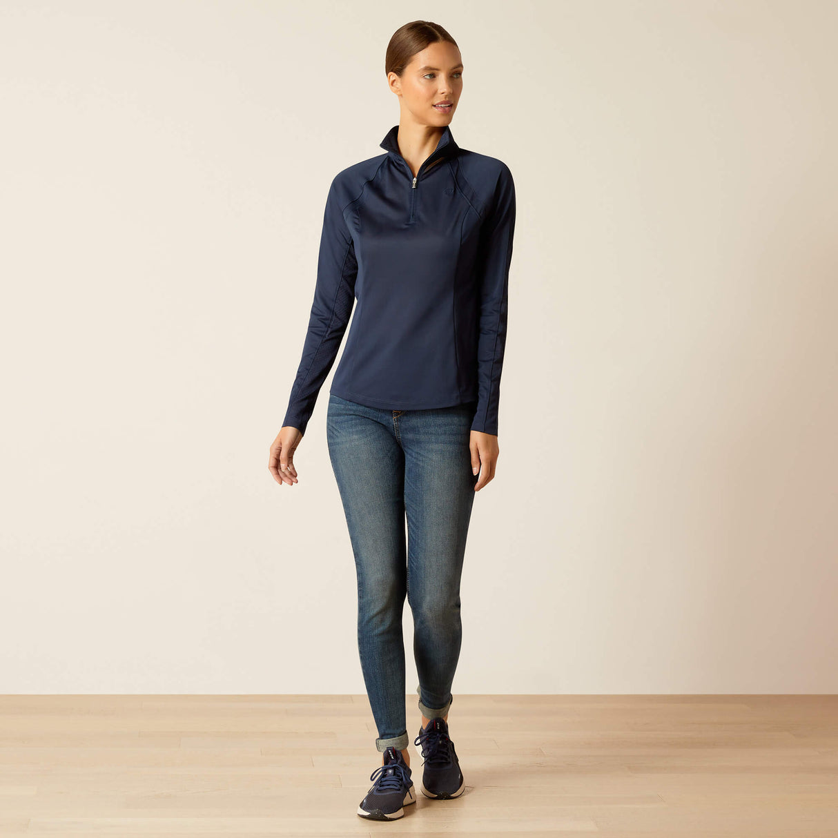 Ariat Women's Sunstopper 3.0 1/4 Zip Baselayer #colour_navy