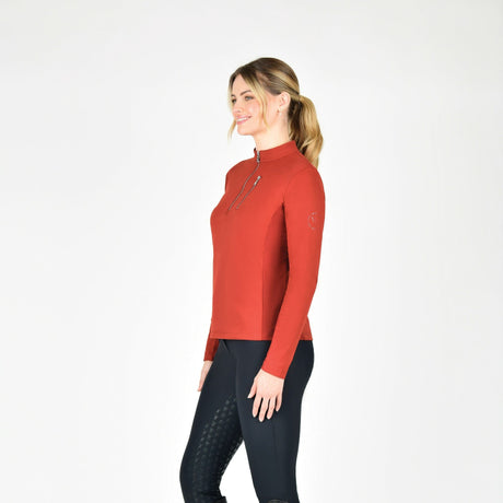 Weatherbeeta Ladies Reno Long Sleeve Riding Top #colour_red-ochre