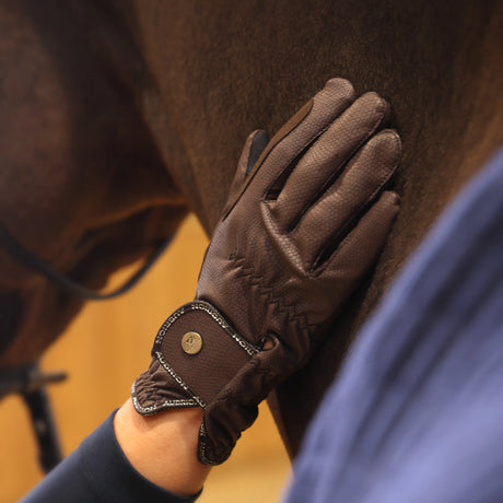 Shires Aubrion Stadium Riding Gloves #colour_brown