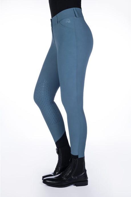 HKM Ladies Knee Patche Riding Breeches -Tampa- #colour_smokey-blue