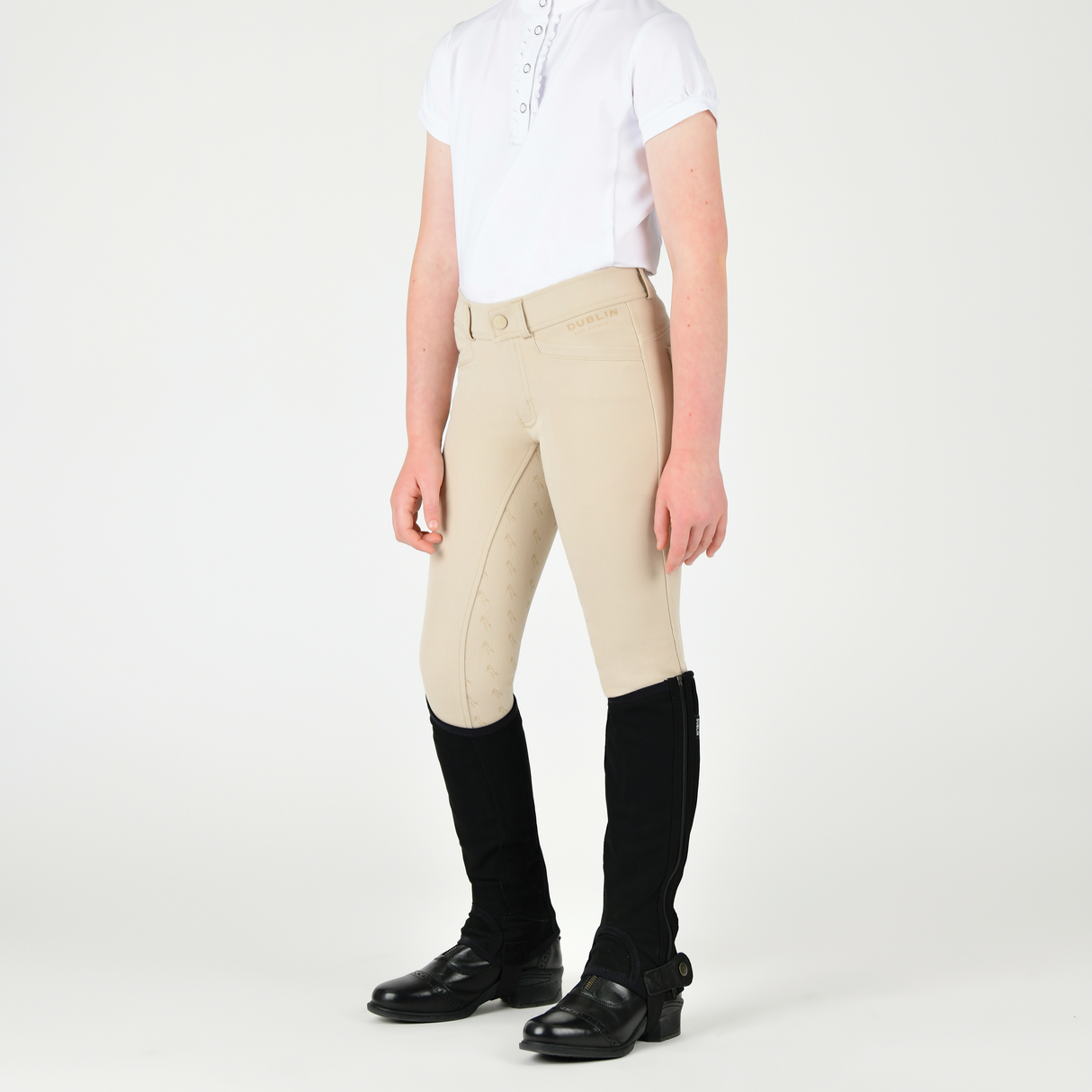 Dublin Kids Cammy Comfort Twill Breeches #colour_biscuit