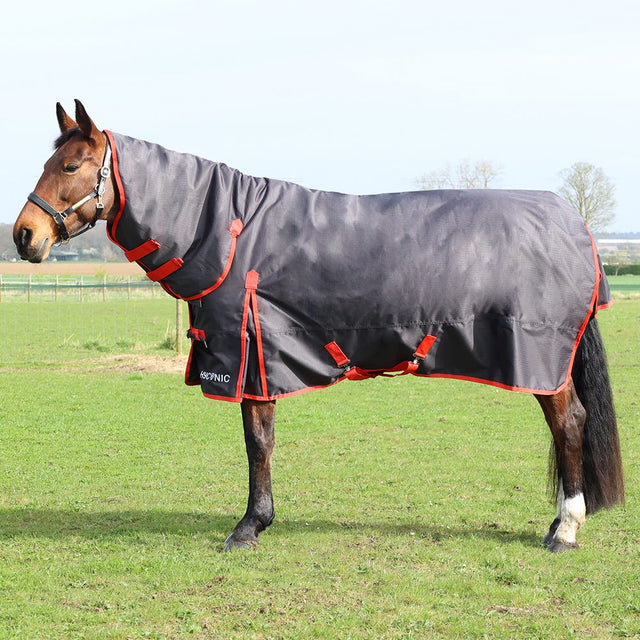 HYCONIC 200g Combi Turnout Rug #colour_charcoal-red