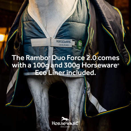 Horseware Ireland Rambo Duo Force 2.0 #colour_navy-teal-yellow-navy