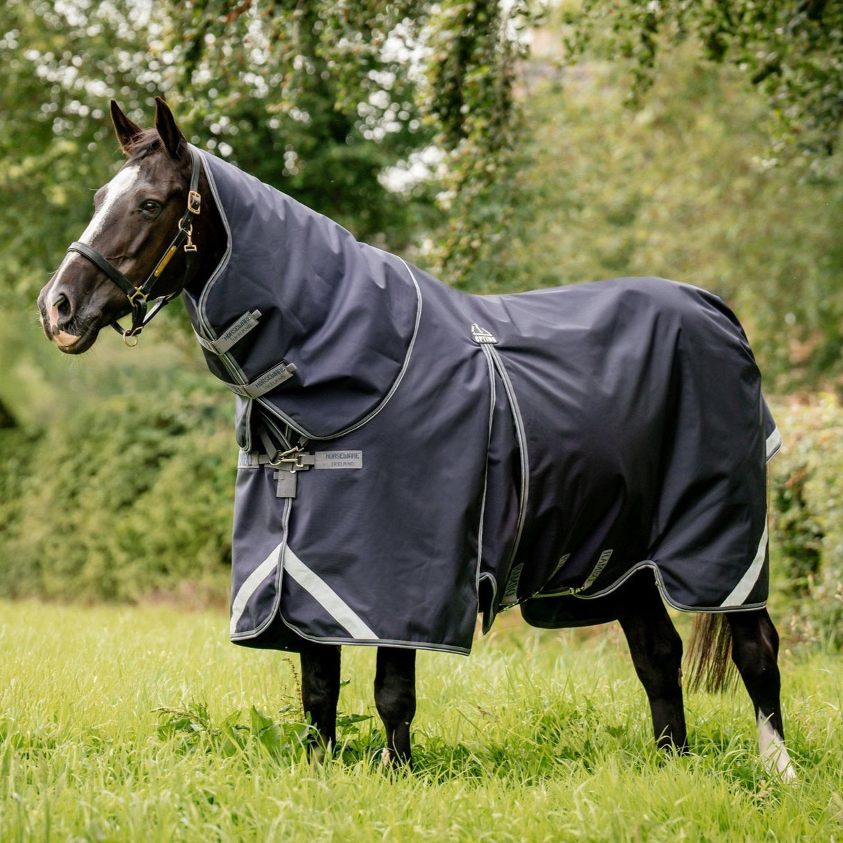 Horseware Ireland Rambo Optimo Turnout Plus #colour_navy-thunderstorm-grey-silver