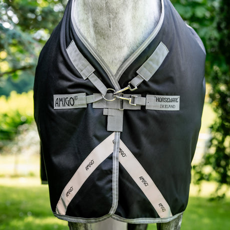 Horseware Ireland Amigo Bravo 12 XL 0g Lite Turnout Rug #colour_black-titanium-grey-silver