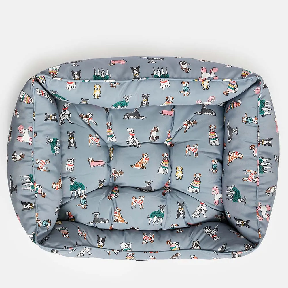 Joules Rainbow Dogs Box Bed #colour_grey-dog-print