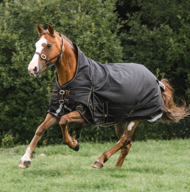 Mackey Lugnaquilla Semi High Neck 360G Turnout Rug #colour_black-gold