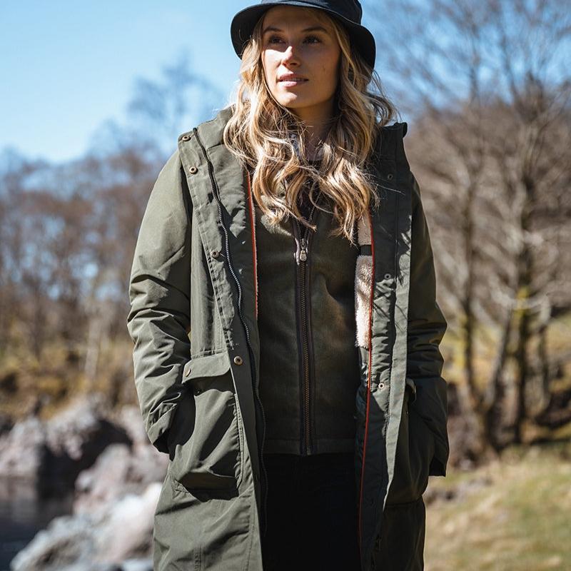 Hoggs of Fife Walker Ladies Long Coat #colour_green