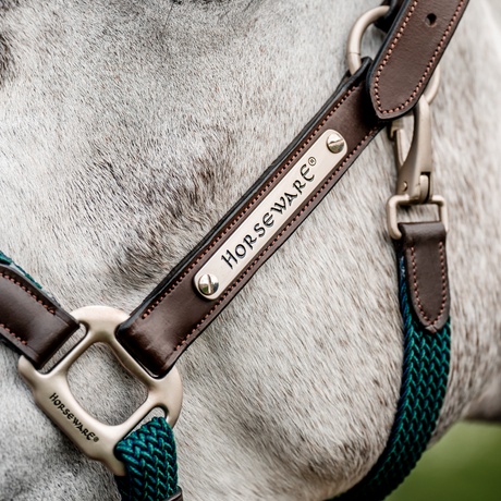 Horseware Ireland Signature Braided Headcollar #colour_brown-navy-hunter-green