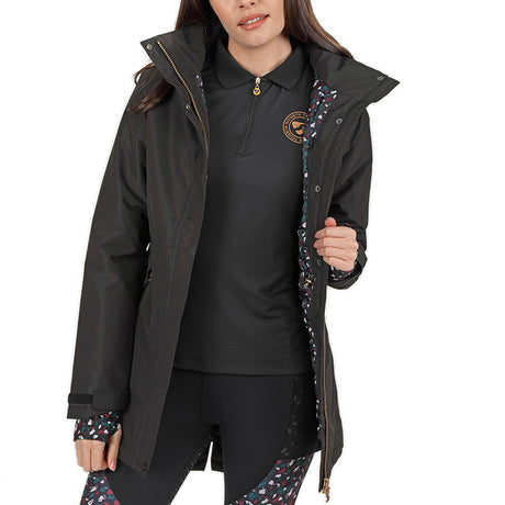 Shires Aubrion Woodford Ladies Waterproof Coat #colour_charcoal