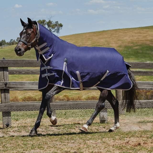 WeatherBeeta ComFiTec Essential Combo Neck Lite Turnout Rug #colour_navy-silver-red