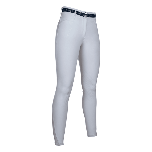 HKM Monaco Style Silicone Knee Patch Riding Breeches #colour_white